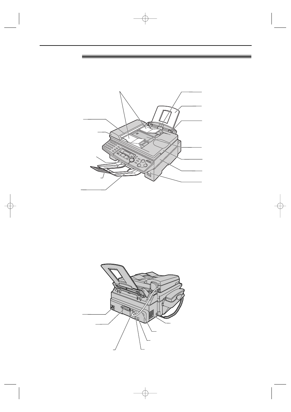 Finding the controls, Overview, Front view | Rear view | Panasonic KX-FLB756E User Manual | Page 15 / 90