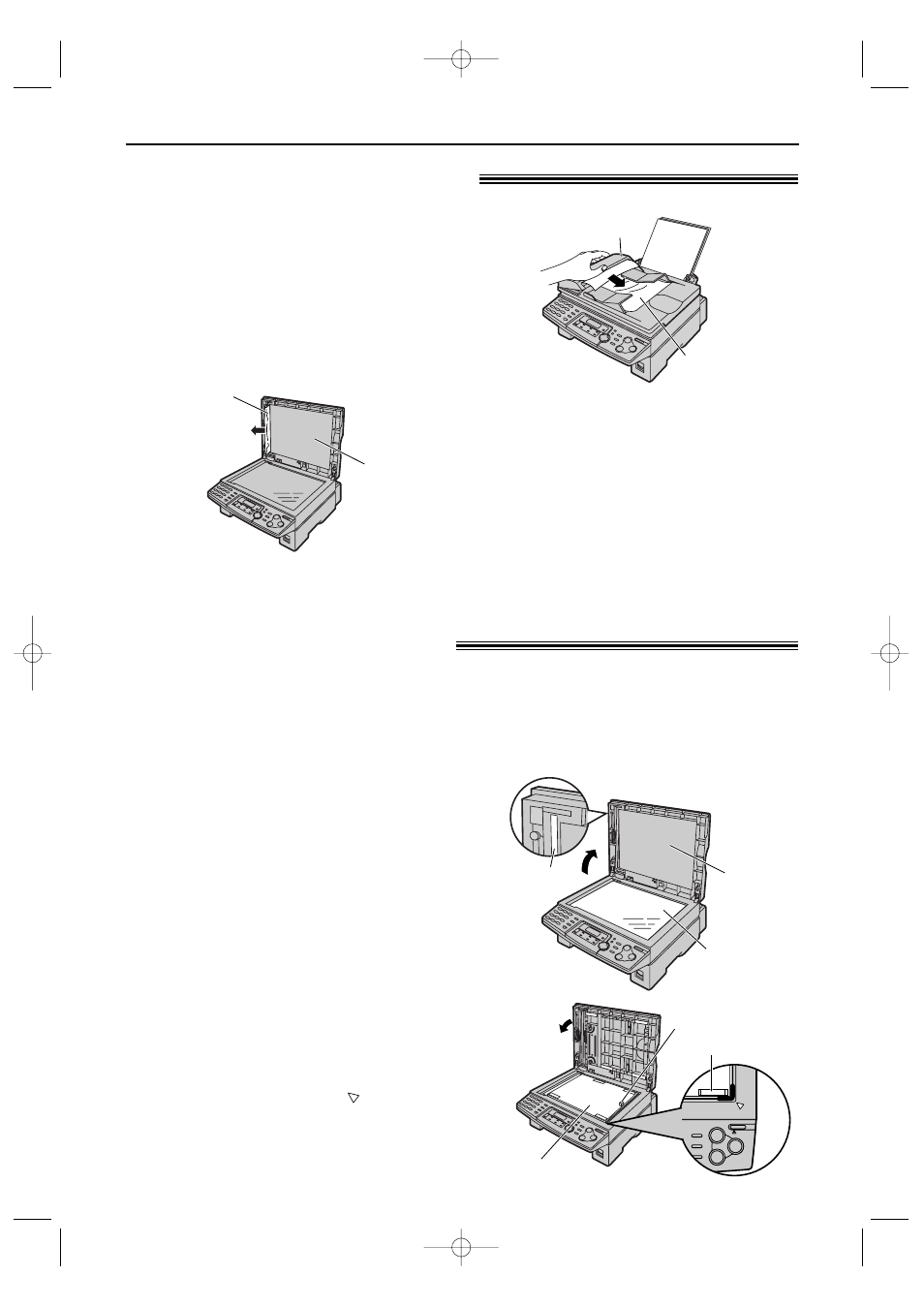 Jams / cleaning, Document jams - sending, White plate and glasses | White plate and scanner glass | Panasonic KX-FLB756E User Manual | Page 79 / 90