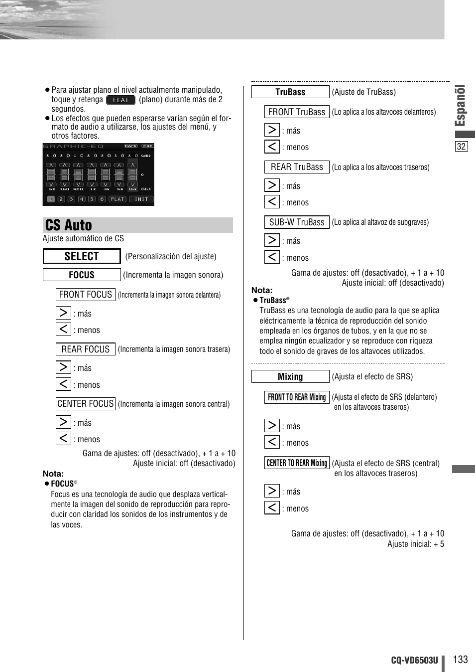 Cs auto, Espanõl, Select | Panasonic CQ-VD6503U User Manual | Page 133 / 150