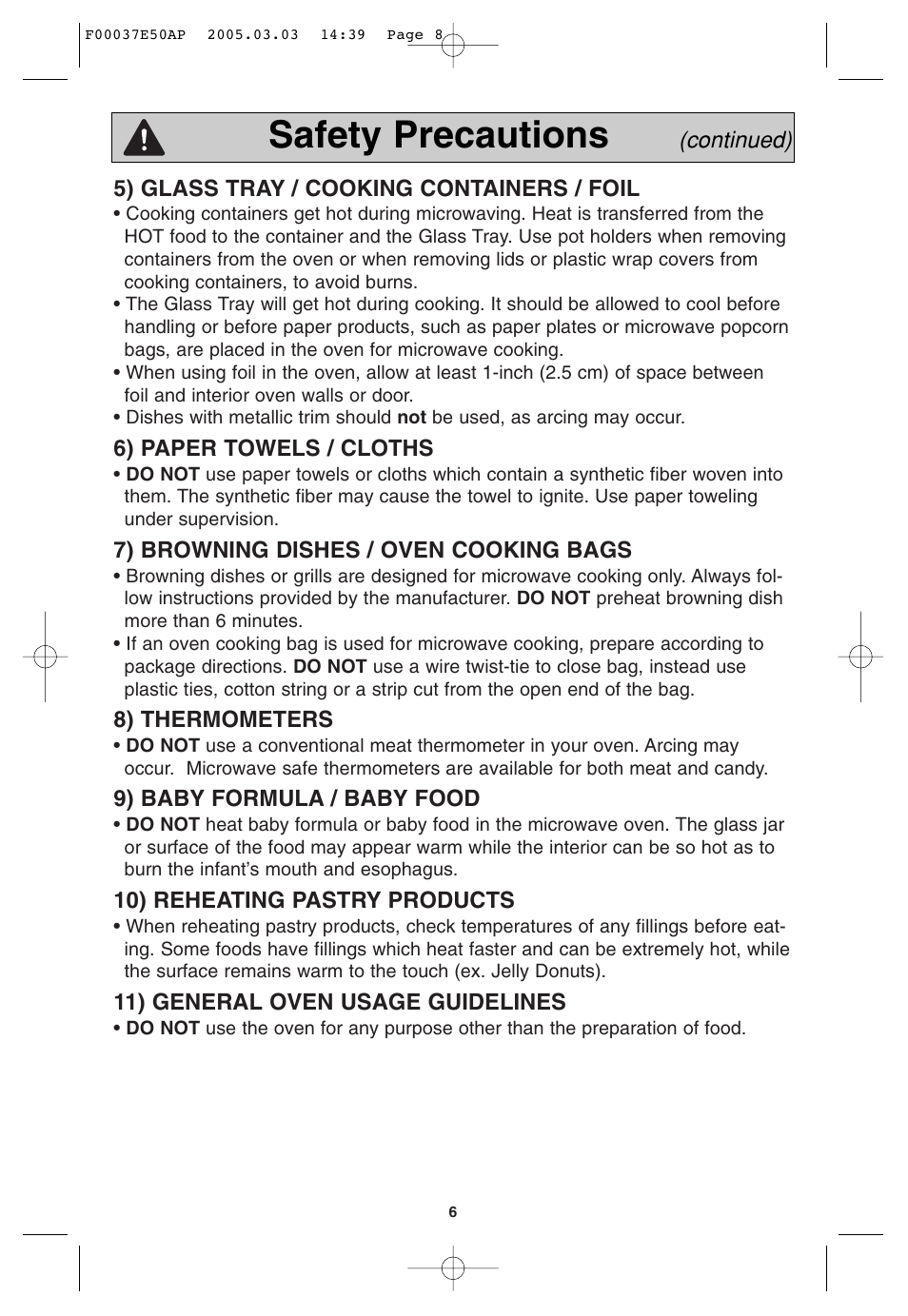 Safety precautions | Panasonic H665 User Manual | Page 8 / 64