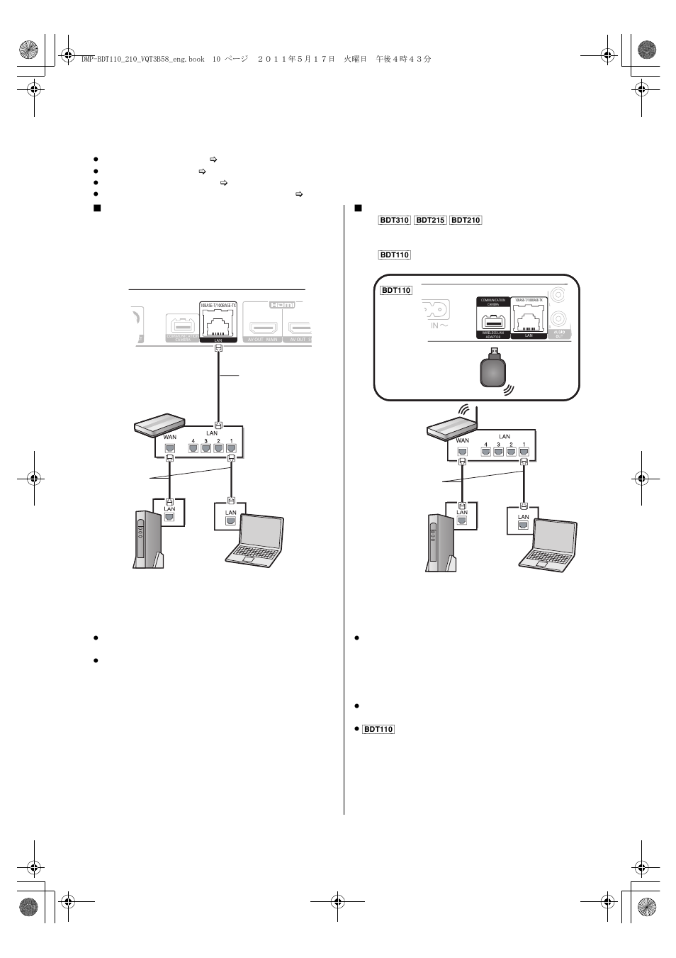 Step 3 : connecting to a broadband network | Panasonic DMP-BDT215 User Manual | Page 10 / 44