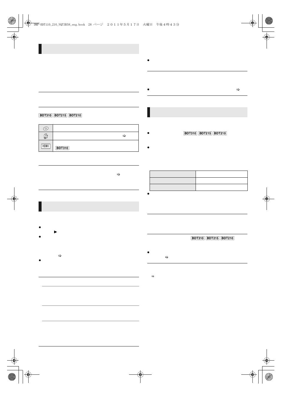 Play, Video, Audio | Panasonic DMP-BDT215 User Manual | Page 28 / 44