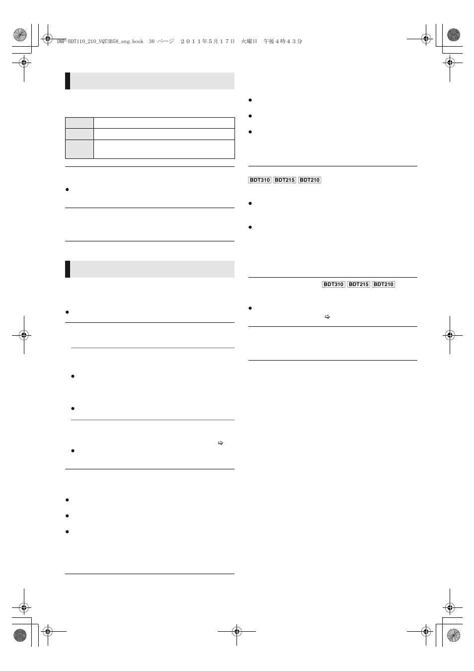 Video, Audio | Panasonic DMP-BDT215 User Manual | Page 30 / 44