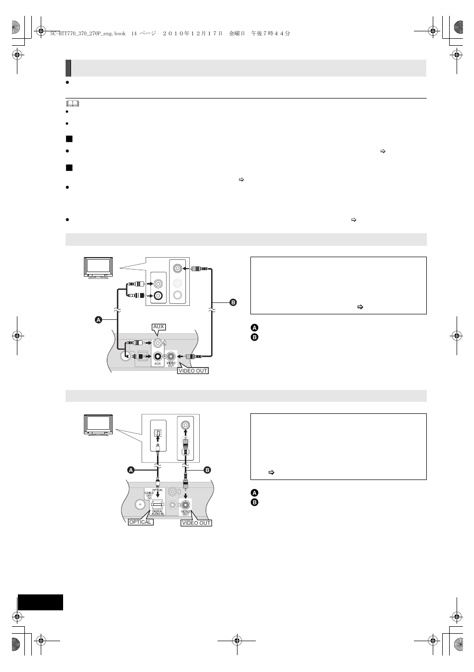 Connection to a tv, Optical in, Hdmi | Panasonic SC-BTT370 User Manual | Page 14 / 52