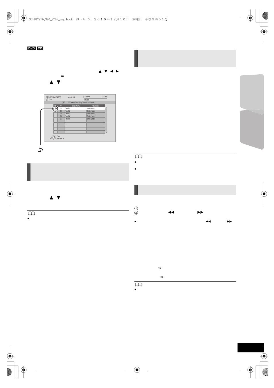 Playing music, Playing a track in another folder, Listening to the radio | Presetting stations automatically, Presetting stations manually | Panasonic SC-BTT370 User Manual | Page 29 / 52