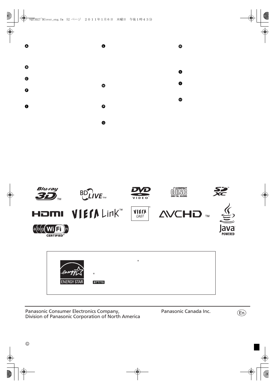 Index | Panasonic SC-BTT370 User Manual | Page 52 / 52