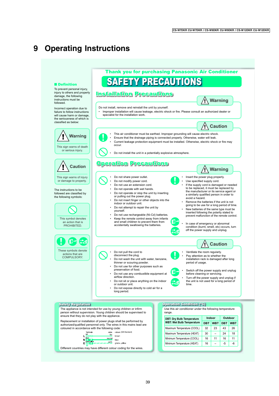 Panasonic CU-W7DKR User Manual | 6 pages