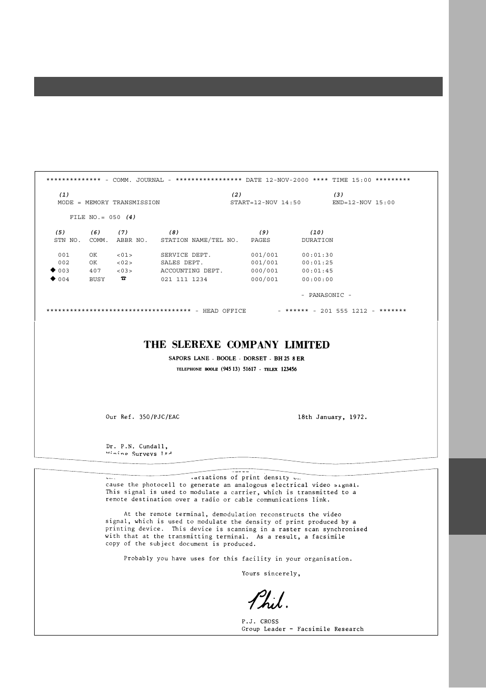 Communication journal (comm. journal), Printout journals and lists, Journals and lists | Panasonic AS200 User Manual | Page 137 / 161