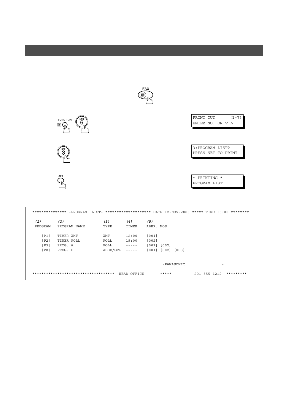 Program list, Printout journals and lists, Journals and lists | Panasonic AS200 User Manual | Page 142 / 161