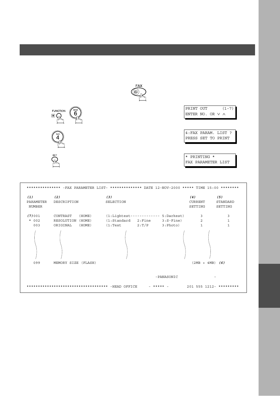 Fax parameter list, Printout journals and lists, Journals and lists | Panasonic AS200 User Manual | Page 143 / 161