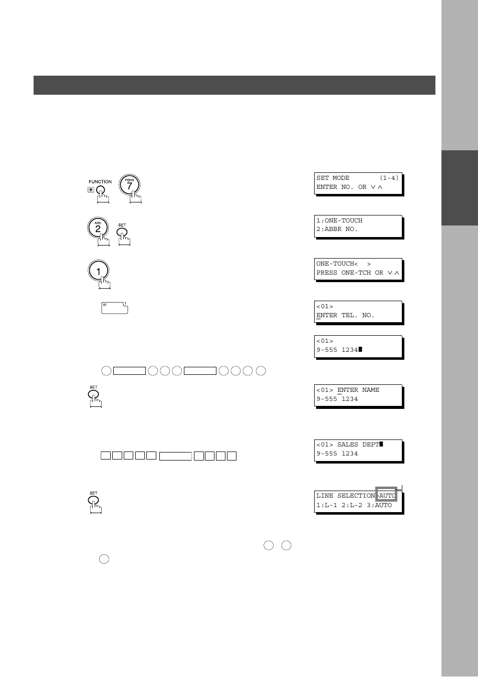 Programming your machine, One-touch/abbreviated dialling numbers, Entering one-touch/abbreviated dialling numbers | Panasonic AS200 User Manual | Page 21 / 161