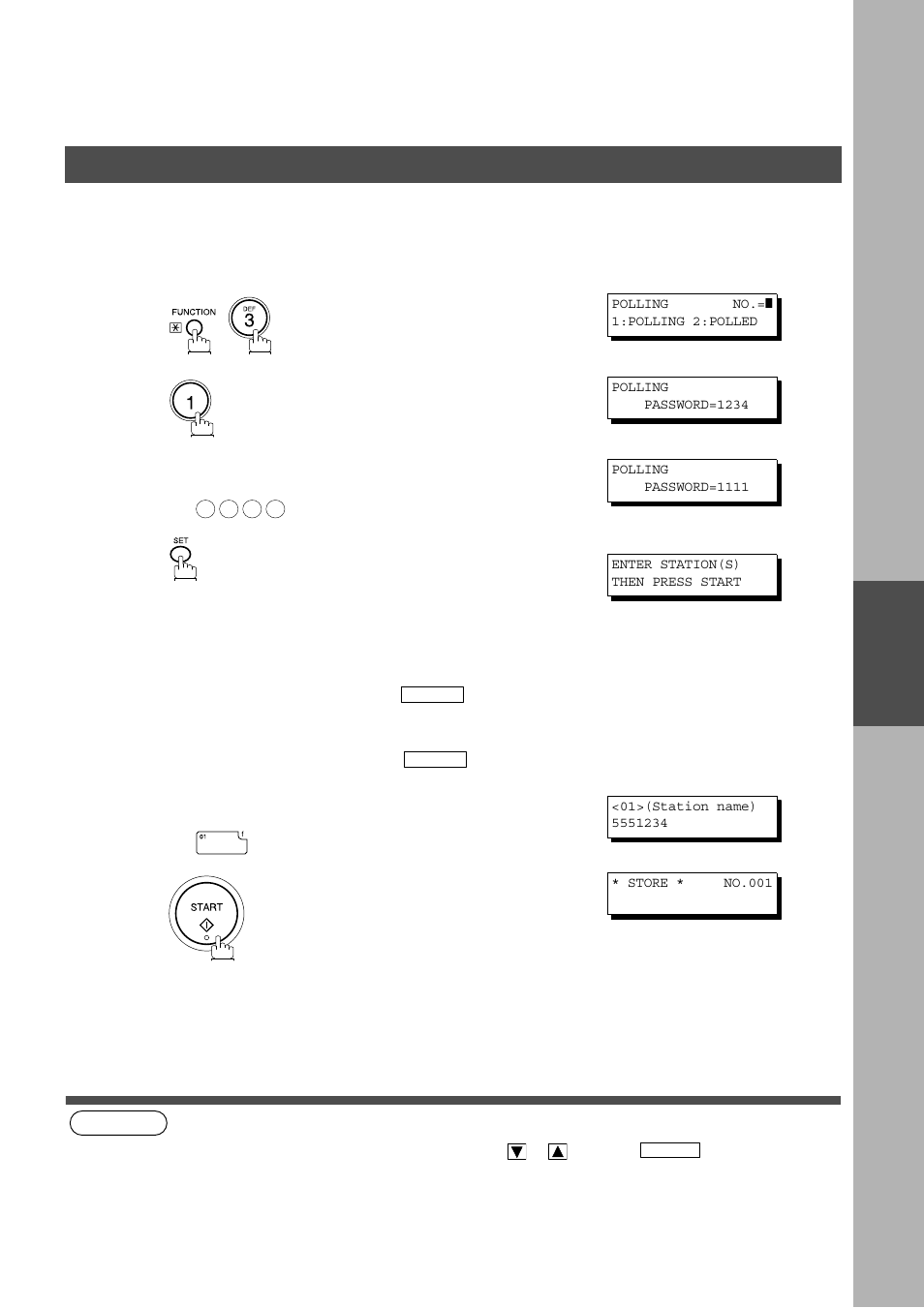 To poll documents from another station, Advanced features, Polling | Panasonic AS200 User Manual | Page 77 / 161