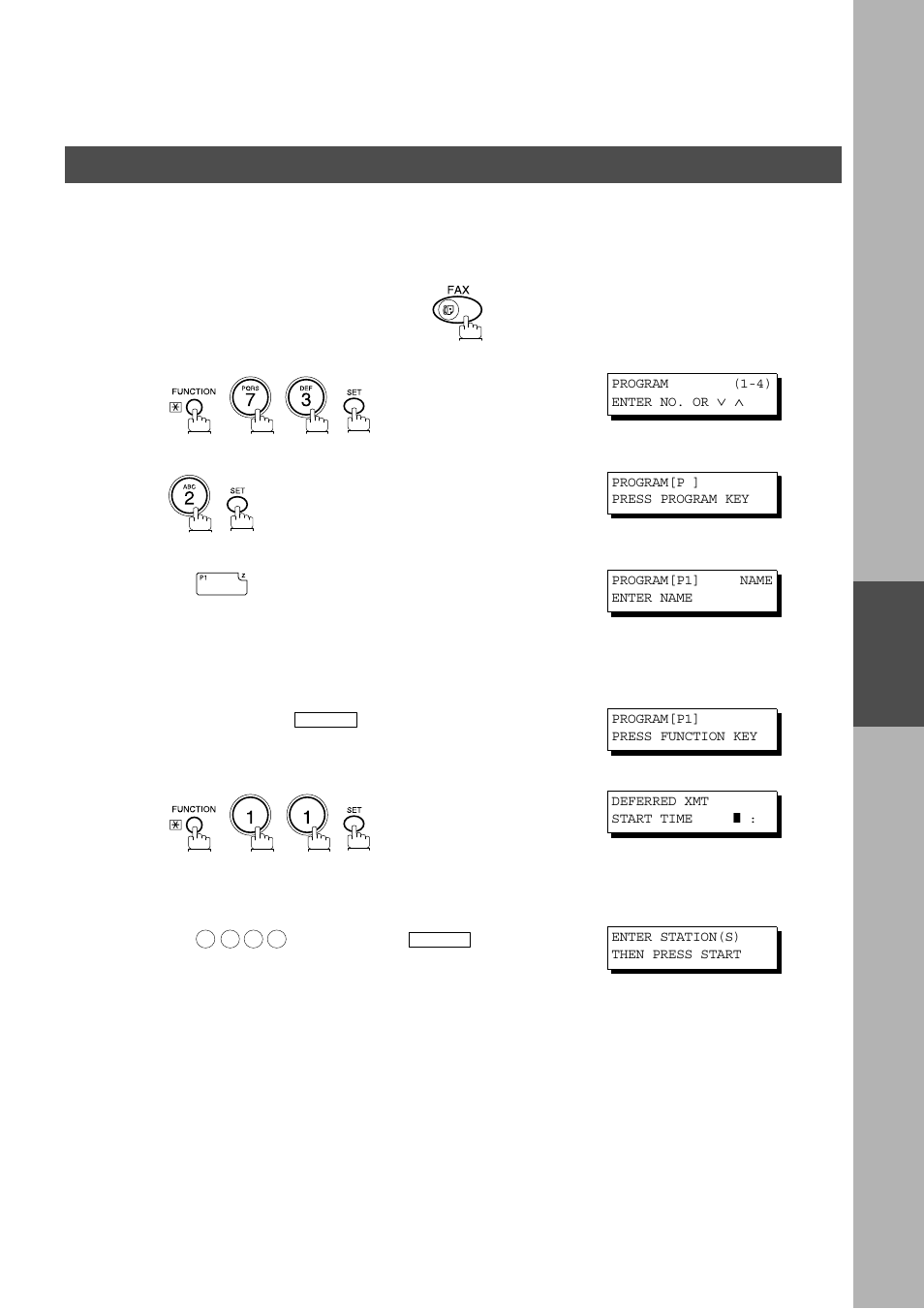 Setting for deferred transmission, Advanced features, Program keys | Panasonic AS200 User Manual | Page 79 / 161