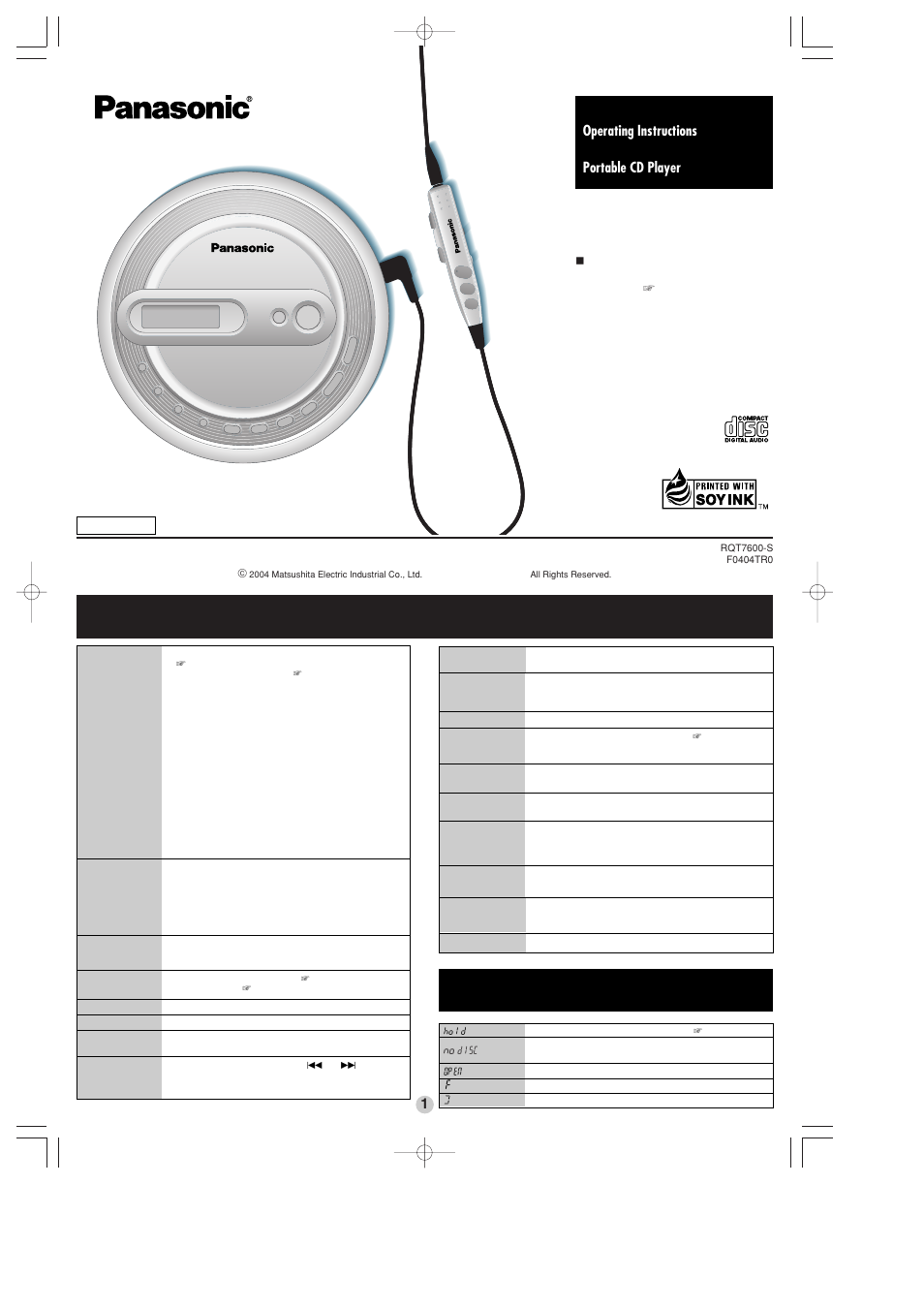 Panasonic RQT7600-S User Manual | 8 pages