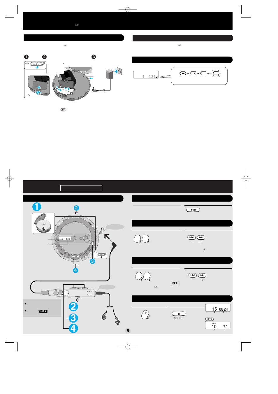 P5 電源の準備、cdを聞く | Panasonic RQT7600-S User Manual | Page 5 / 8