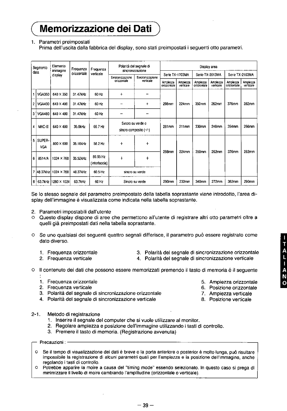 Panasonic TX-2103MA User Manual | Page 41 / 56