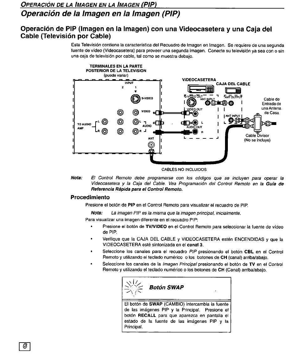 Operación de la imagen en la imagen (pip), Procedimiento, Pfp) | Panasonic PT 51G44 User Manual | Page 26 / 36