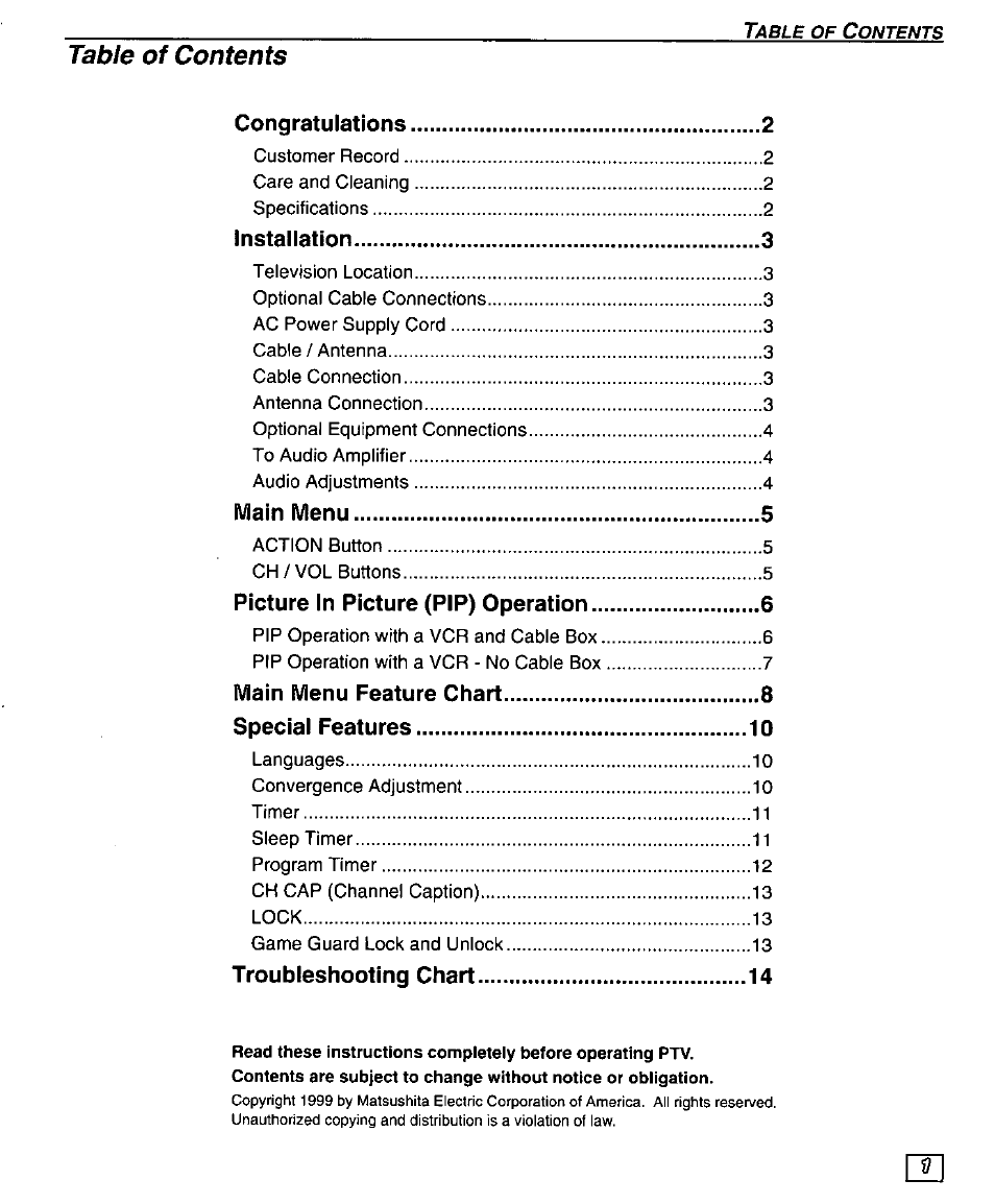 Panasonic PT 51G44 User Manual | Page 3 / 36