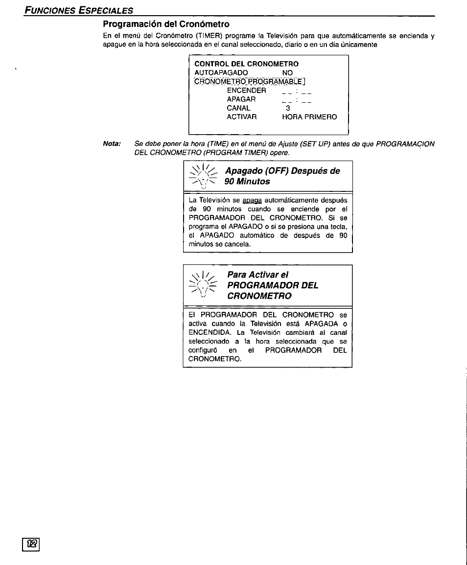 Programación del cronómetro | Panasonic PT 51G44 User Manual | Page 32 / 36