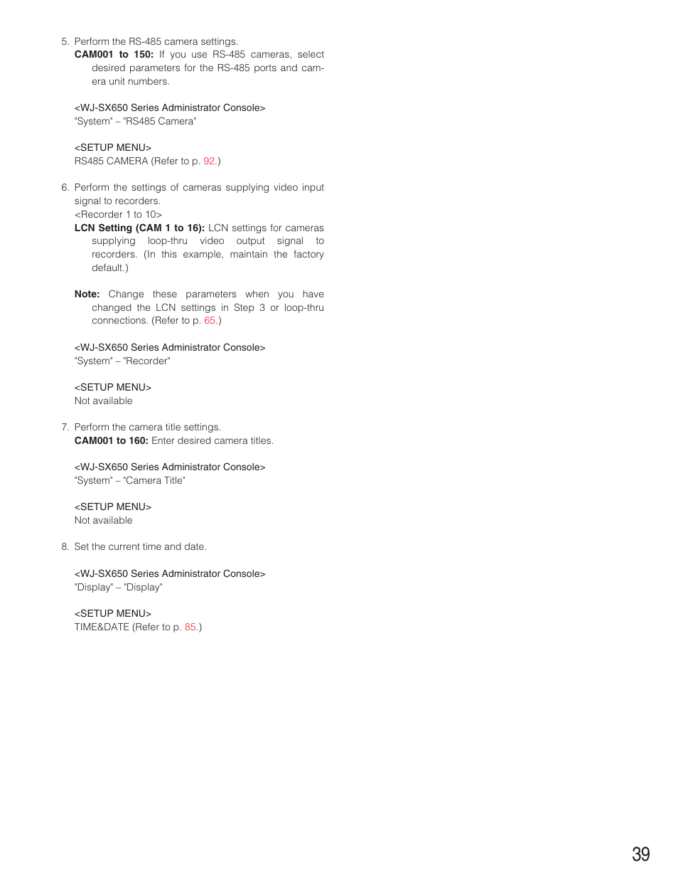 Panasonic WJ-SX650 User Manual | Page 39 / 98