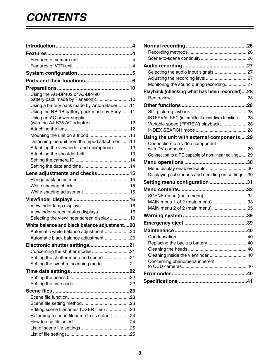 Panasonic AG-DVC200P User Manual | Page 3 / 44