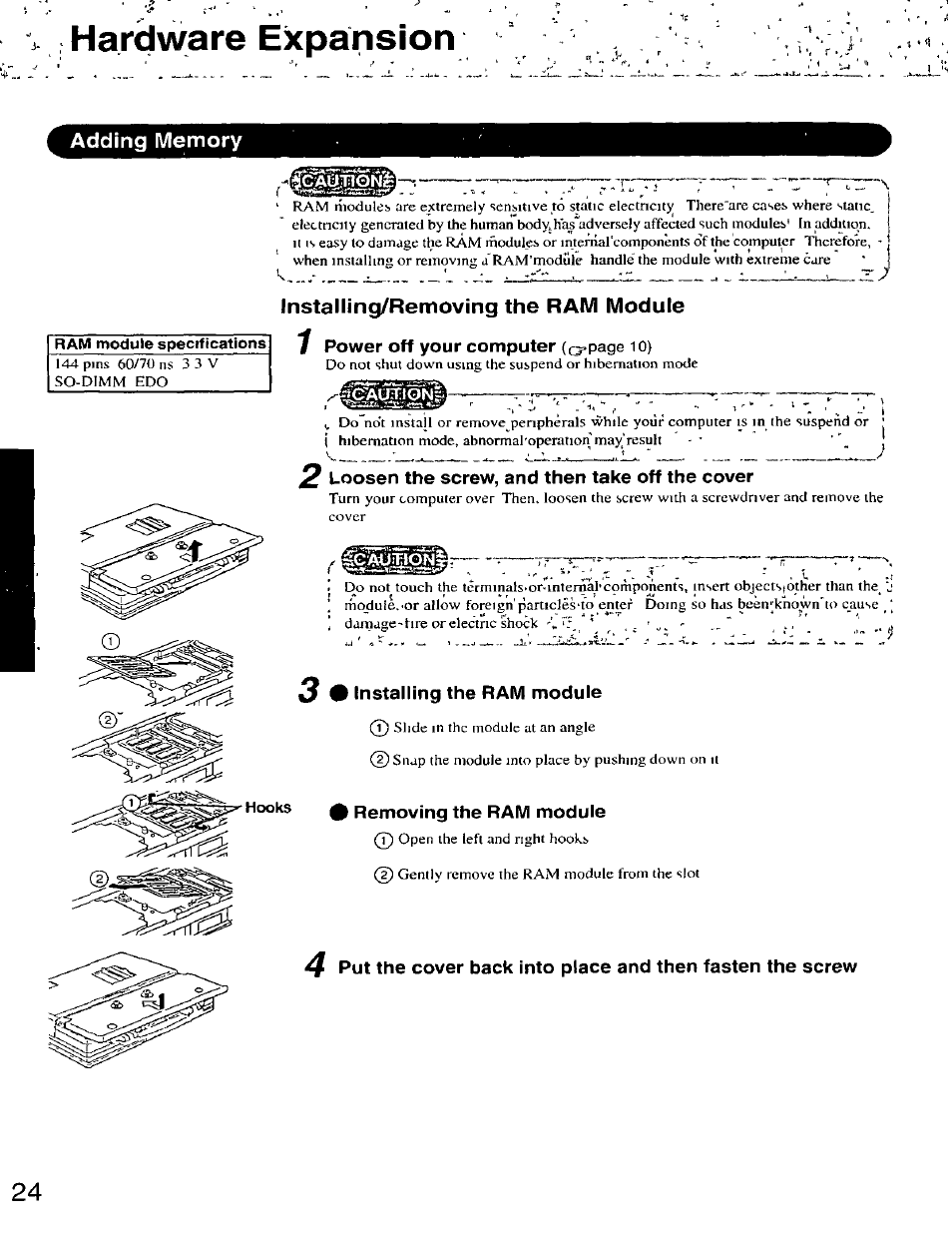Hardware expansion | Panasonic CF-25 User Manual | Page 24 / 48