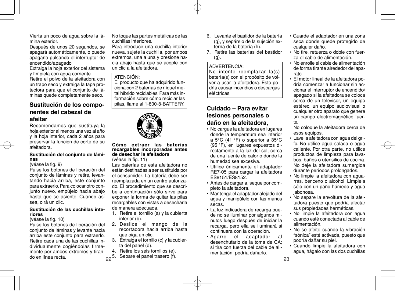 Panasonic ES8151 User Manual | Page 12 / 13