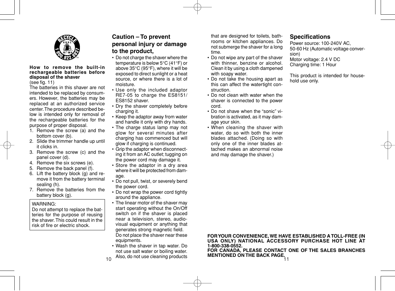 Panasonic ES8151 User Manual | Page 6 / 13