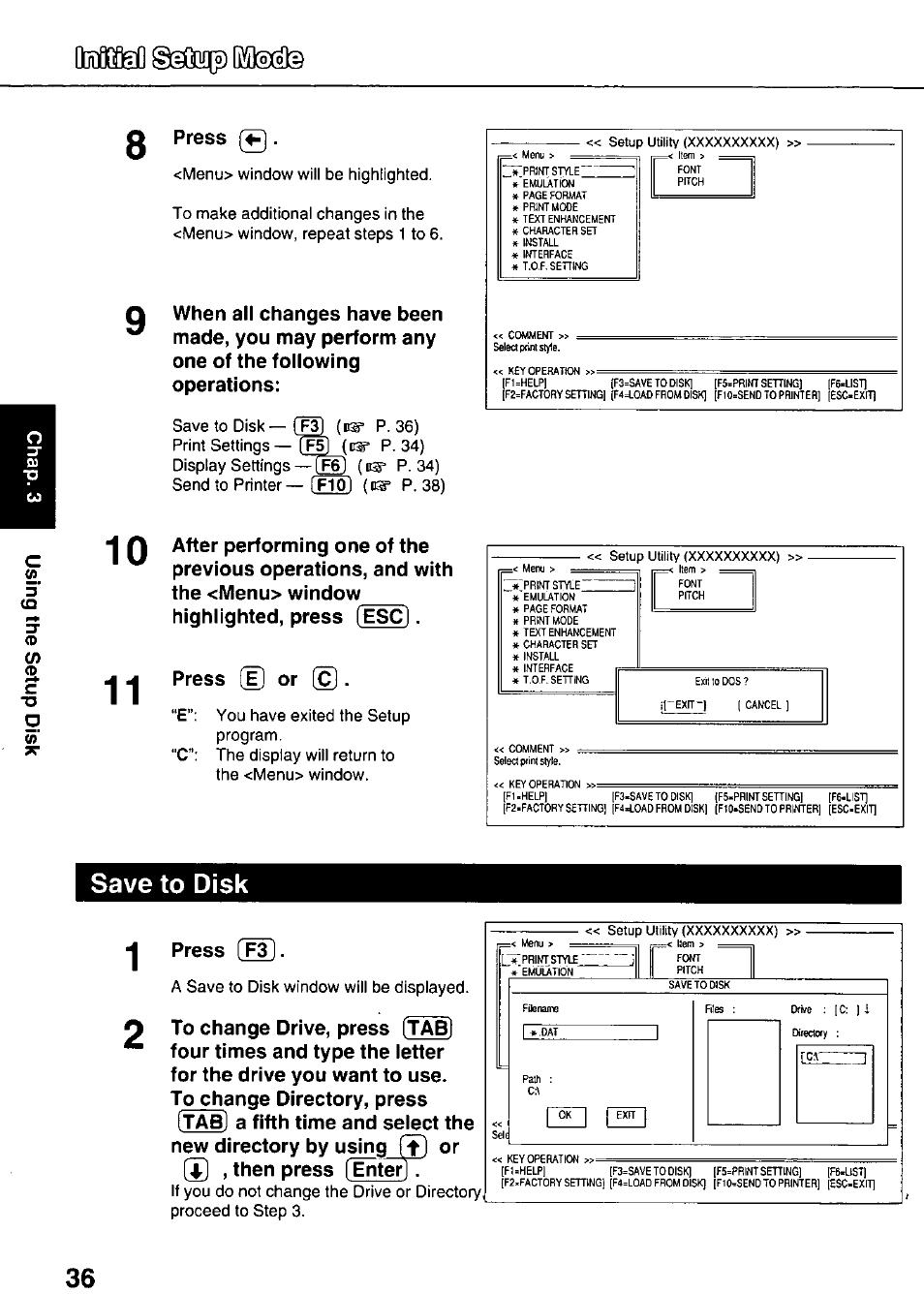 Save to disk, G press g, Press [f3 | Panasonic KX-P3626 User Manual | Page 36 / 76