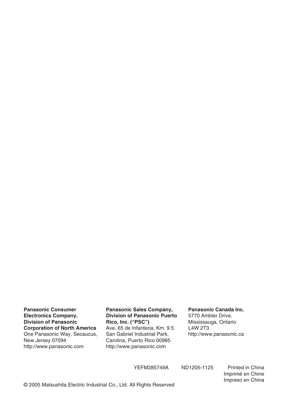 Panasonic C7203U User Manual | Page 114 / 114