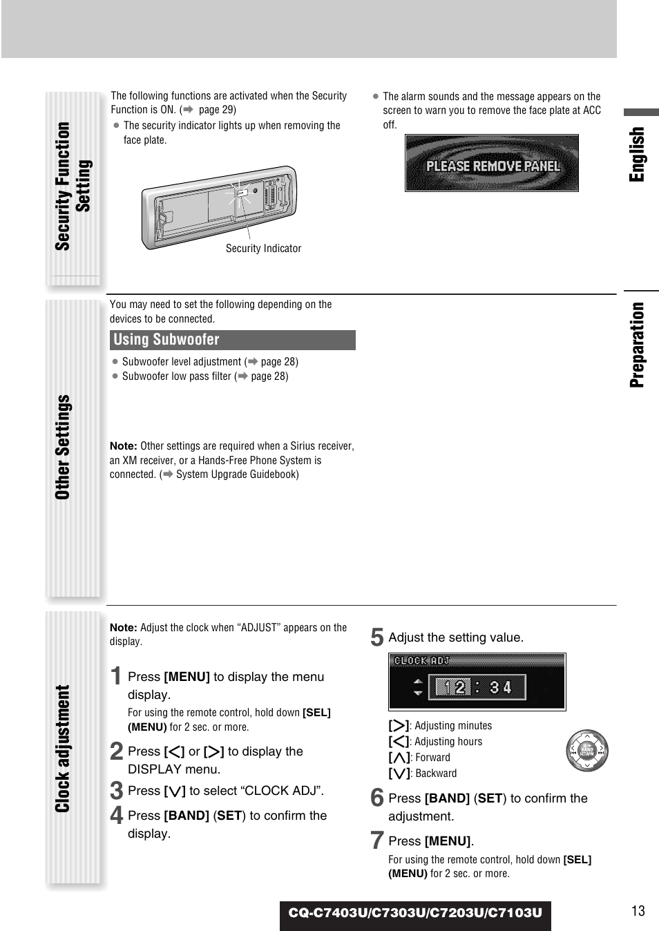 English | Panasonic C7203U User Manual | Page 13 / 114