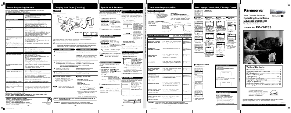 Panasonic PV-V4623S User Manual | Page 11 / 12