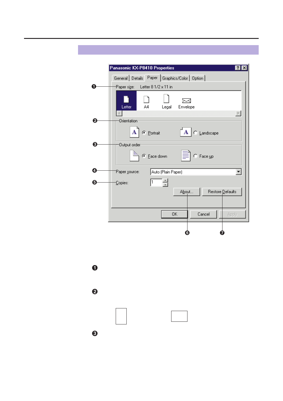 Paper tab, P. 67), Using the printer | Panasonic KX-P8410 User Manual | Page 67 / 165