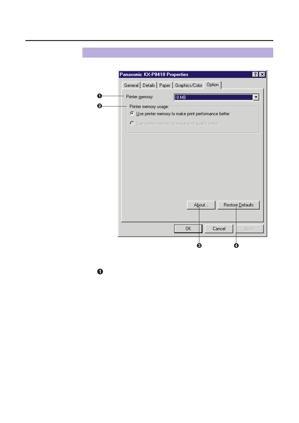 Option tab, P. 72), Using the printer | Panasonic KX-P8410 User Manual | Page 72 / 165