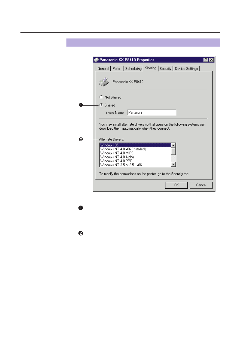 Sharing tab, P. 88), Using the printer | Panasonic KX-P8410 User Manual | Page 88 / 165