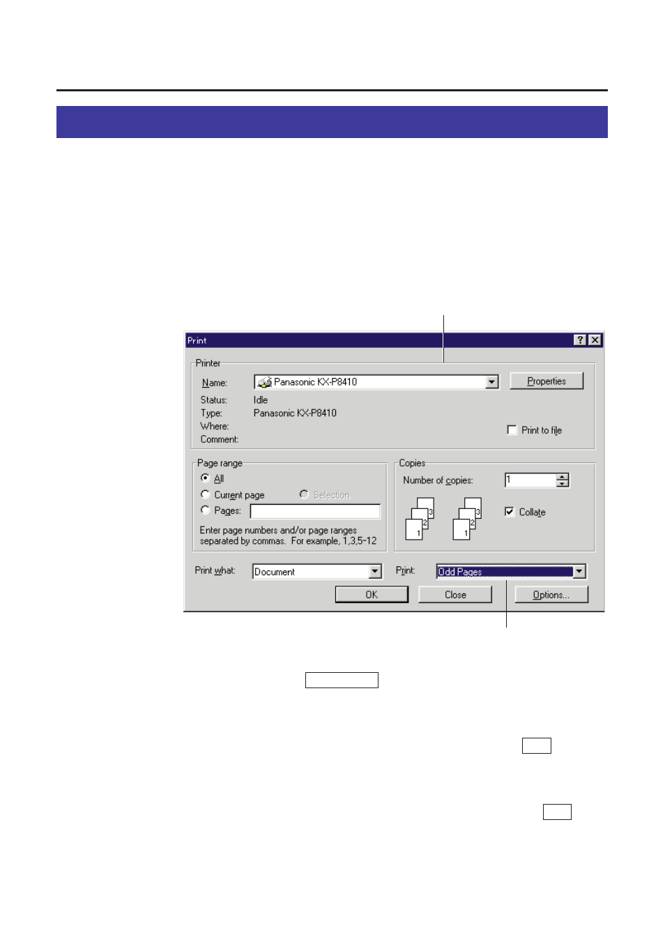 Two-sided printing using microsoft word 95, Using the printer | Panasonic KX-P8410 User Manual | Page 97 / 165