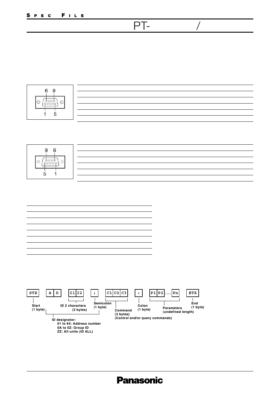Serial connector, Command format, Projectors | Panasonic PT-DW5100L User Manual | Page 11 / 15