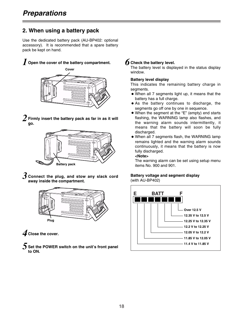 Preparations | Panasonic AJ-D92P User Manual | Page 18 / 64