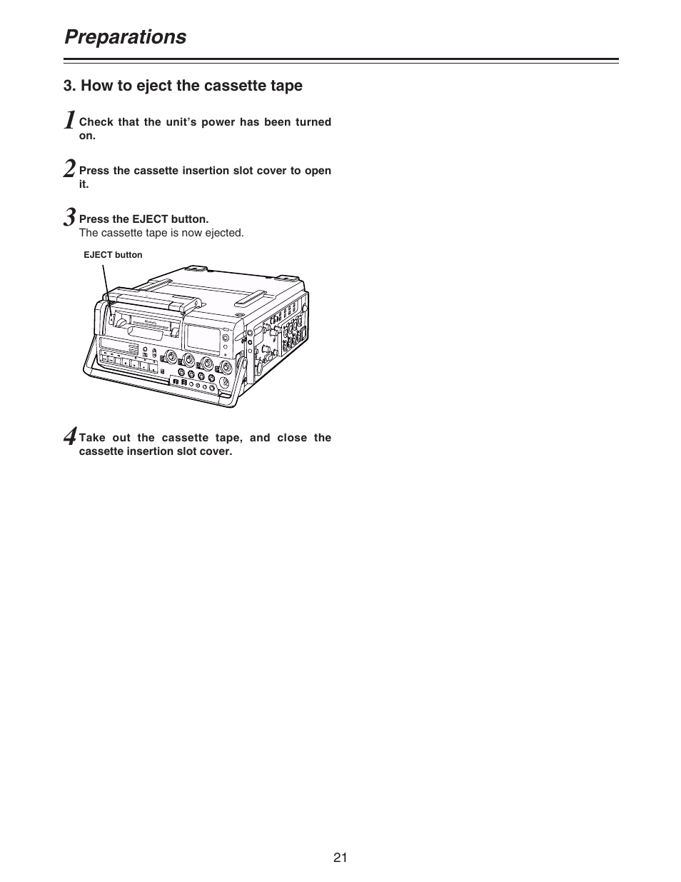 Preparations | Panasonic AJ-D92P User Manual | Page 21 / 64