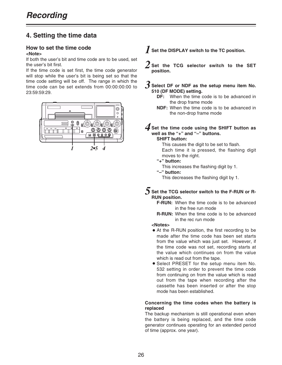 Recording | Panasonic AJ-D92P User Manual | Page 26 / 64