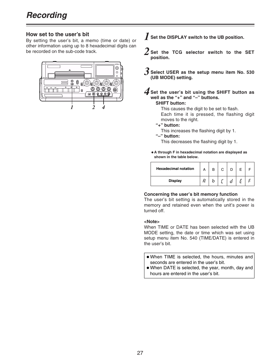 Recording | Panasonic AJ-D92P User Manual | Page 27 / 64