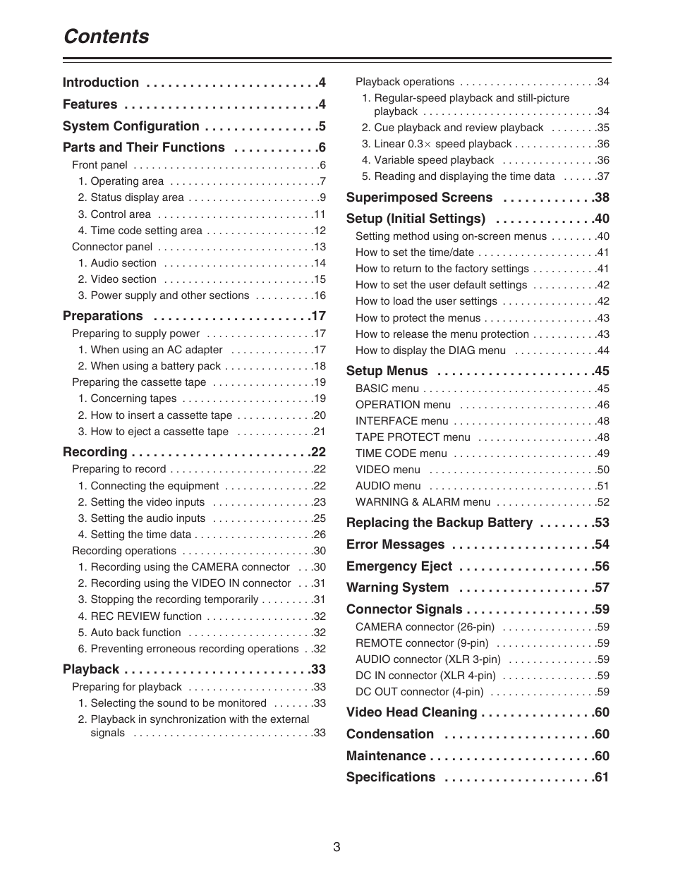 Panasonic AJ-D92P User Manual | Page 3 / 64