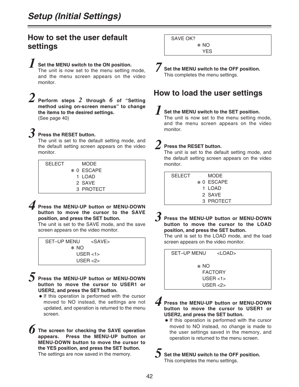 Setup (initial settings) | Panasonic AJ-D92P User Manual | Page 42 / 64