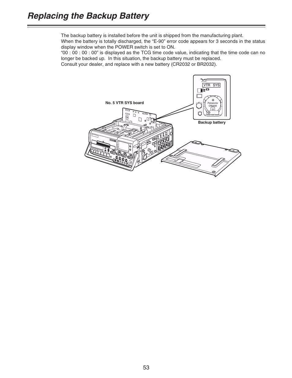 Replacing the backup battery | Panasonic AJ-D92P User Manual | Page 53 / 64