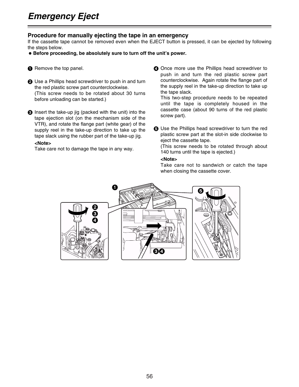 Emergency eject | Panasonic AJ-D92P User Manual | Page 56 / 64