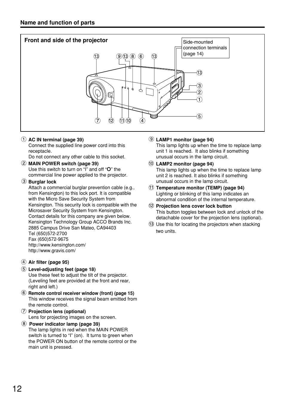 Panasonic PT-D7600U User Manual | Page 12 / 112