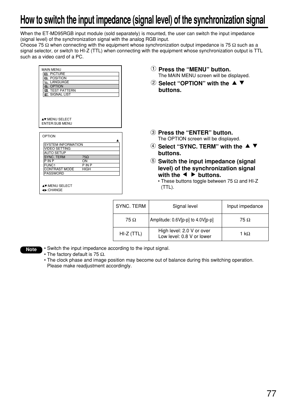 Panasonic PT-D7600U User Manual | Page 77 / 112
