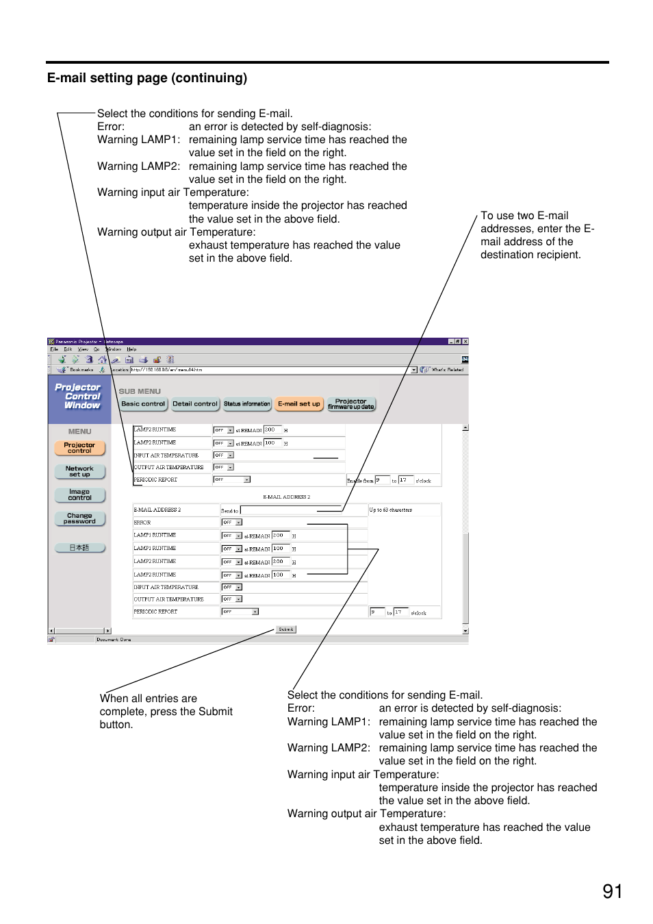 Panasonic PT-D7600U User Manual | Page 91 / 112