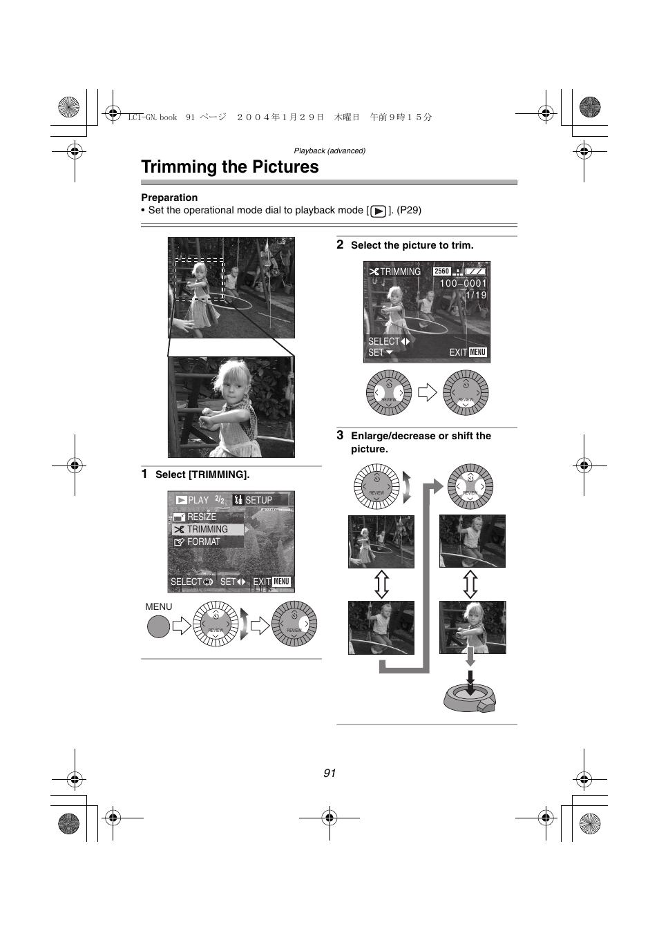 Trimming the pictures | Panasonic DMC-LC1GN User Manual | Page 91 / 128