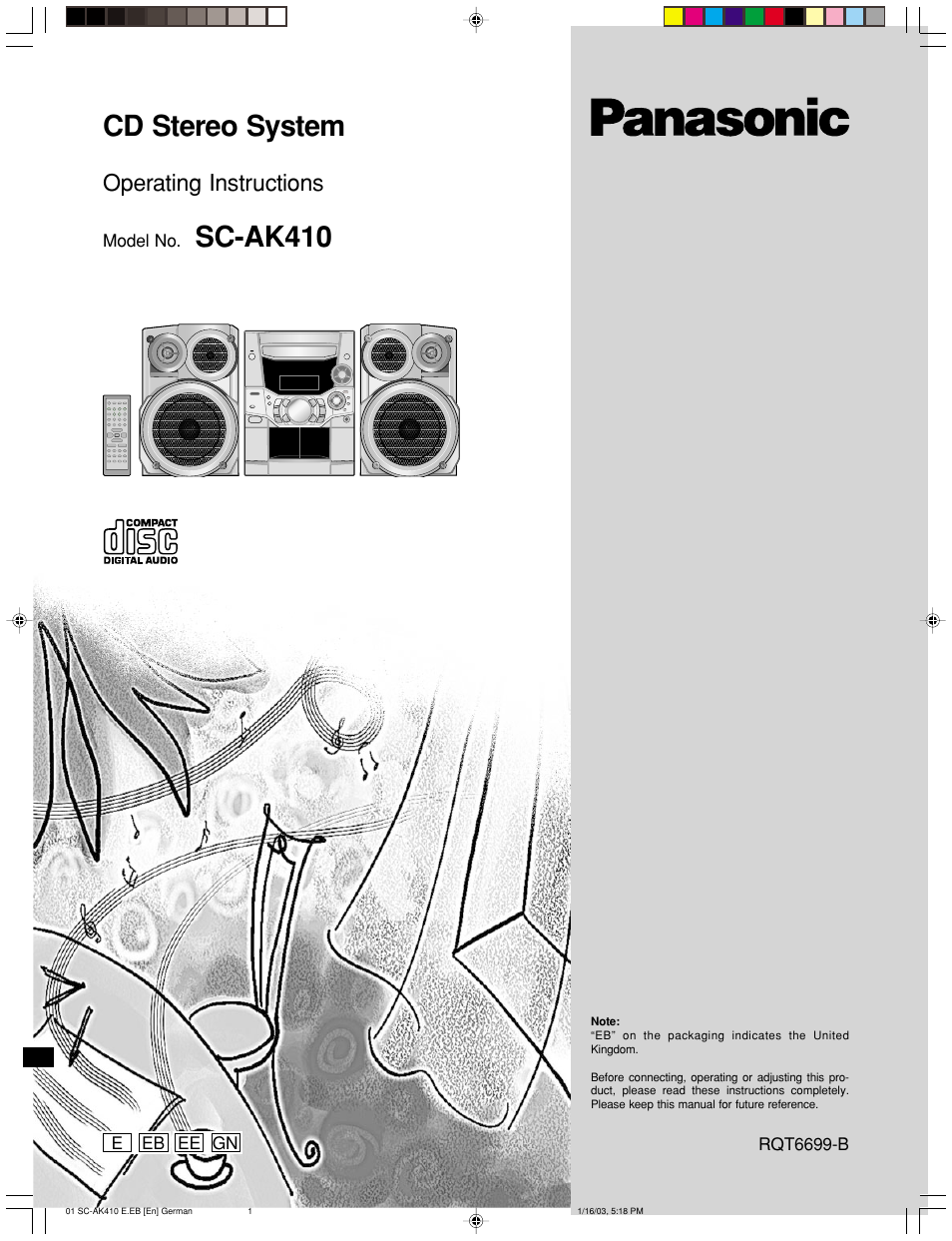 Panasonic SC-AK410 User Manual | 20 pages